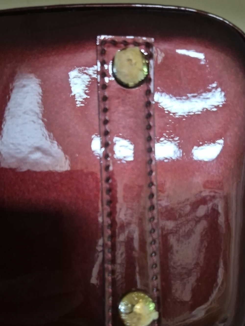 LV Looking Patent Leather Burgundy Satchel - Picture 8 of 8